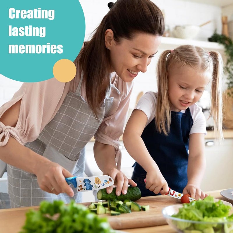 Kibbidea Kids Knife Set for Real Cooking, 4pcs Kids Safe Kitchen Cutting Knives, Stainless Steel Blades, Children First Starter knife, BPA-free (Multicolor) - Image 5